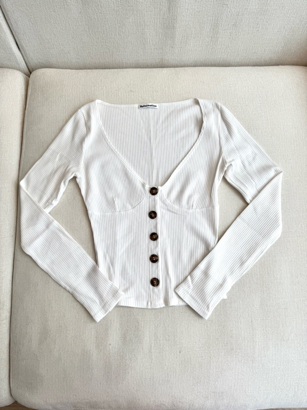 Reformation Virgil Knit Top — White (XS)